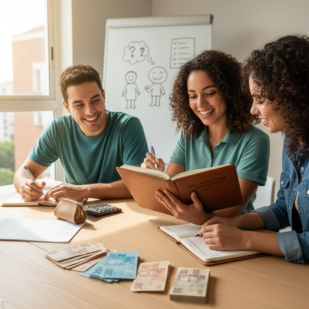 Mão segurando celular usando o WhatsApp para registrar gastos imediatamente