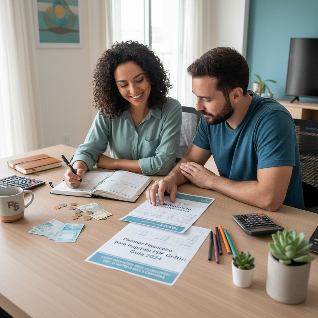 Infográfico ensinando o método das 3 camadas em um planner financeiro para imprimir pdf grátis