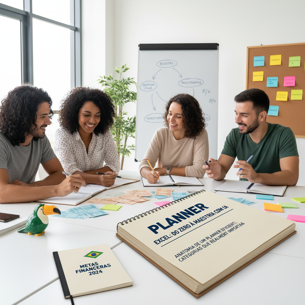 Categorias essenciais em um planner financeiro excel como gastos fixos e variáveis