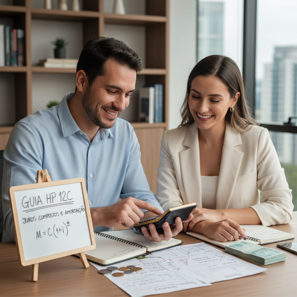 Teclas financeiras da HP 12C para cálculo de juros compostos e amortização