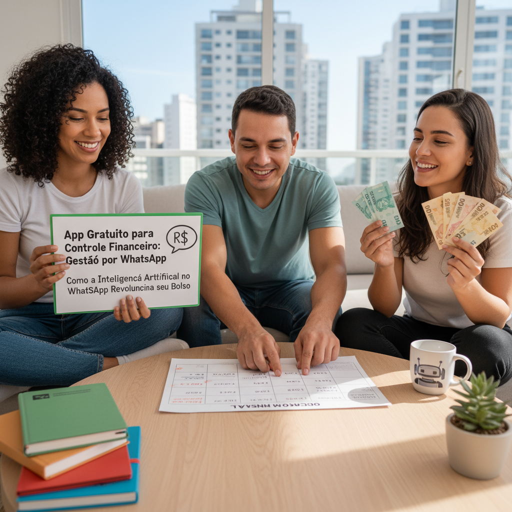 Interface de inteligência artificial categorizando gastos automaticamente no WhatsApp