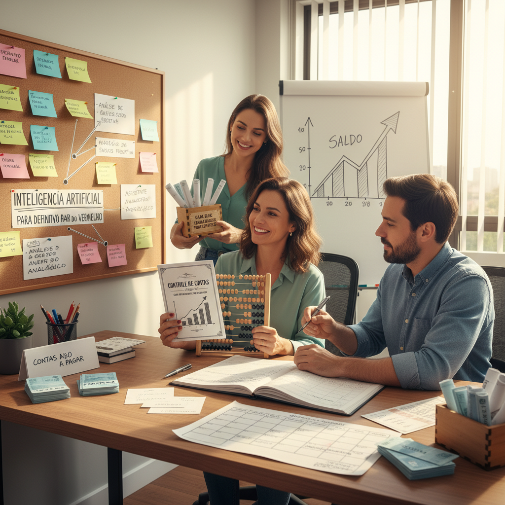Interface de IA processando dados de controle de contas automaticamente