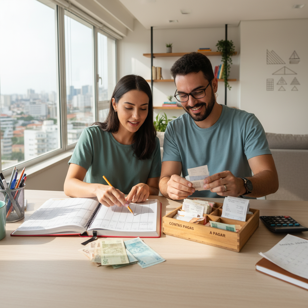 Planilha de finanças pessoais excel com colunas de receitas e despesas