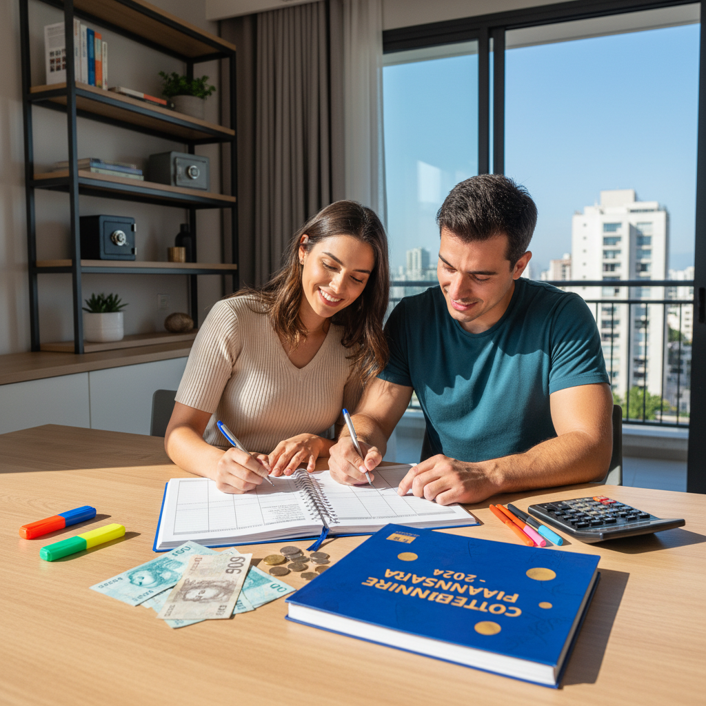 Pessoa preenchendo um controle financeiro para imprimir pdf com caneta