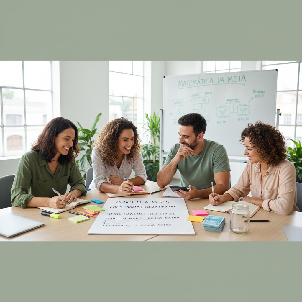 Cálculo matemático de como juntar 20 mil em 6 meses com aporte mensal
