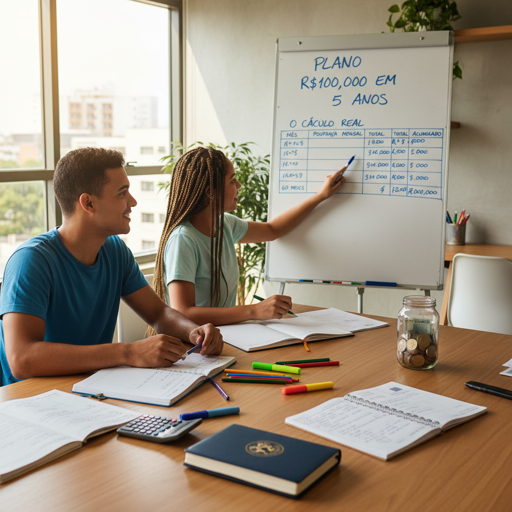 Cálculo detalhado de como juntar 100 mil em 5 anos usando juros compostos