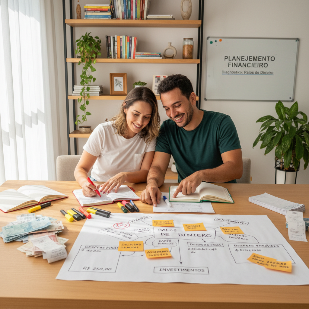 Gráfico mostrando pequenas fugas de dinheiro e o impacto no orçamento mensal