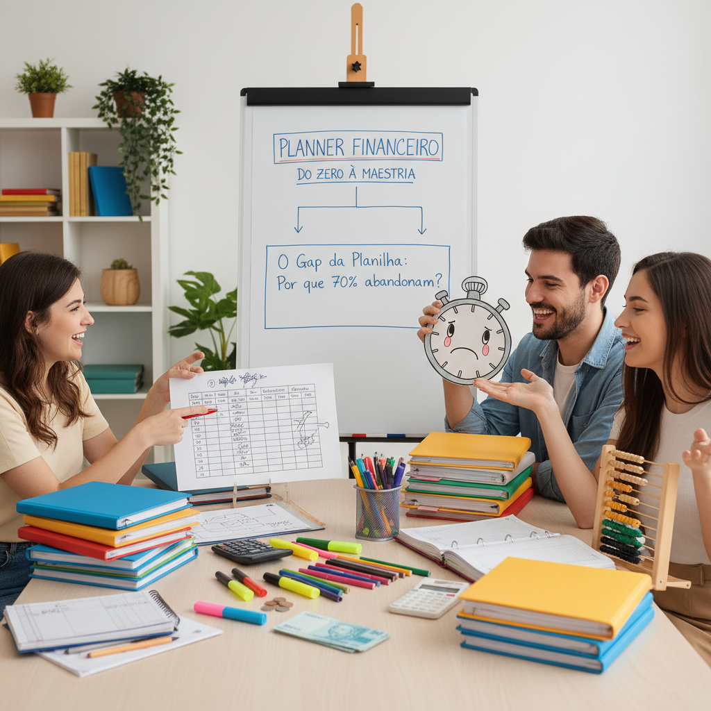 Gráfico de desistência no uso de planner financeiro excel manual