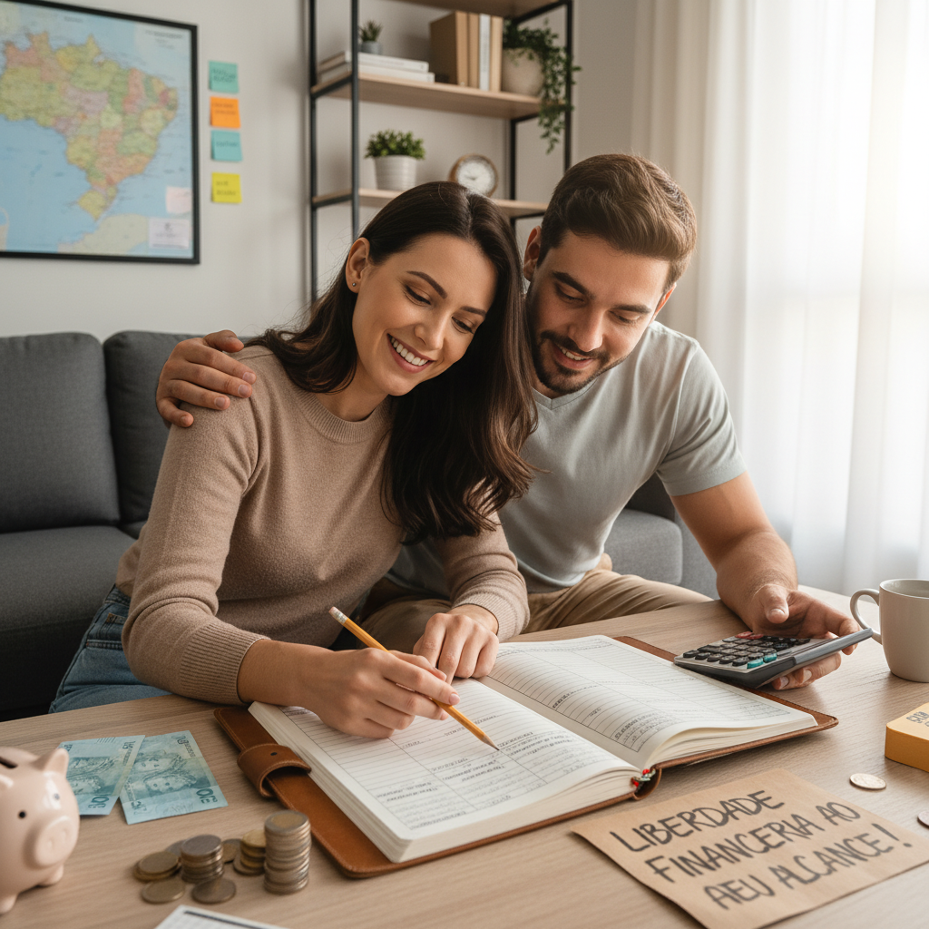 Controle de Contas Pessoal: 3 Passos Definitivos para a Liberdade Financeira Homem analisando controle de contas pessoal no celular com gráficos de crescimento