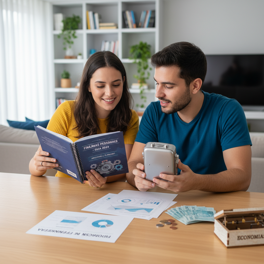 Homem usando finanças pessoais aplicativo para organizar orçamento no WhatsApp