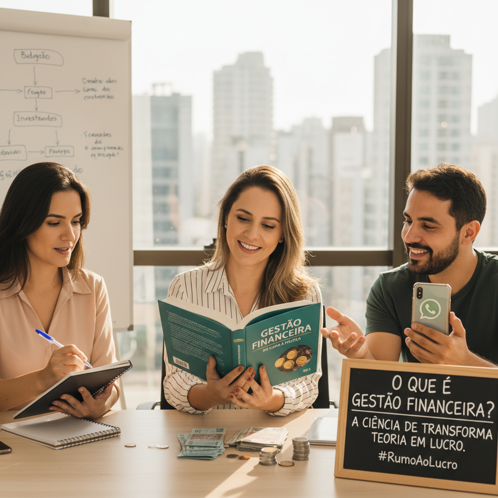 Homem analisando gestão financeira livro e aplicando conceitos no celular