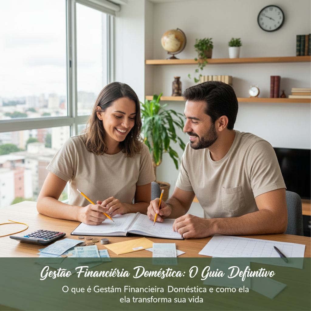 Homem analisando gestão financeira doméstica no celular com tranquilidade