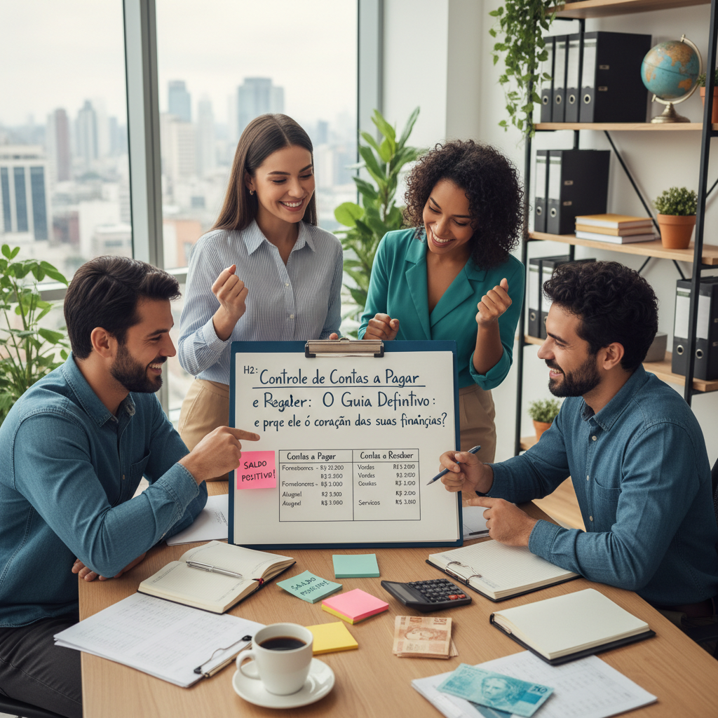 Infográfico sobre controle de contas a pagar e receber e fluxo de caixa