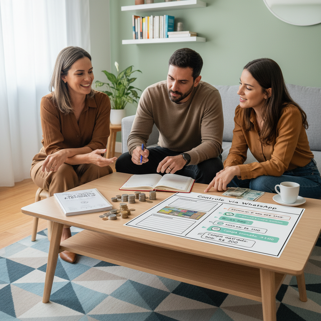 Pessoa utilizando app para gastos mensais no celular para organizar finanças