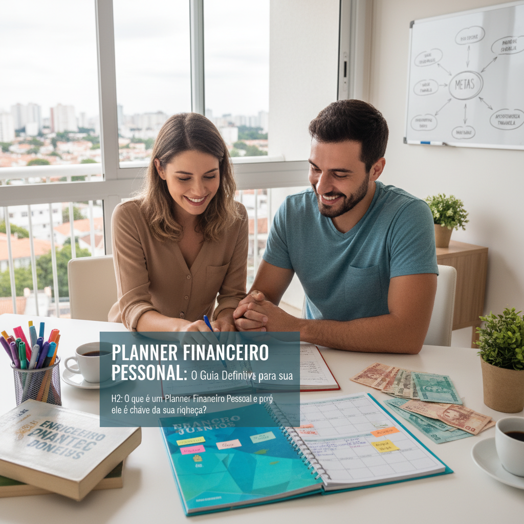 Homem analisando planner financeiro pessoal para alcançar a riqueza