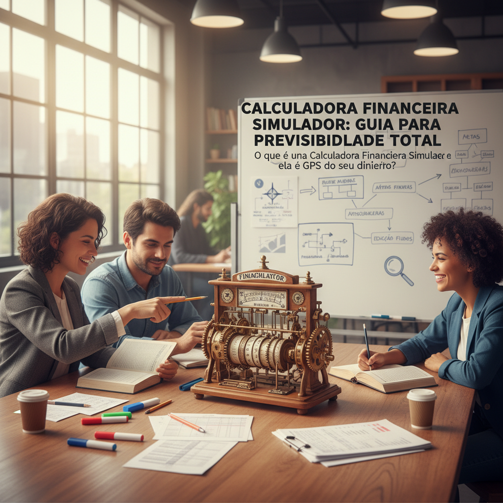 Calculadora financeira simulador mostrando projeção de gastos futuros e organização financeira