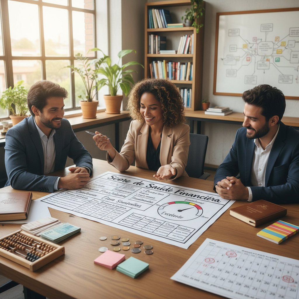 Gráfico de Score de Saúde Financeira mostrando evolução de baixo para alto