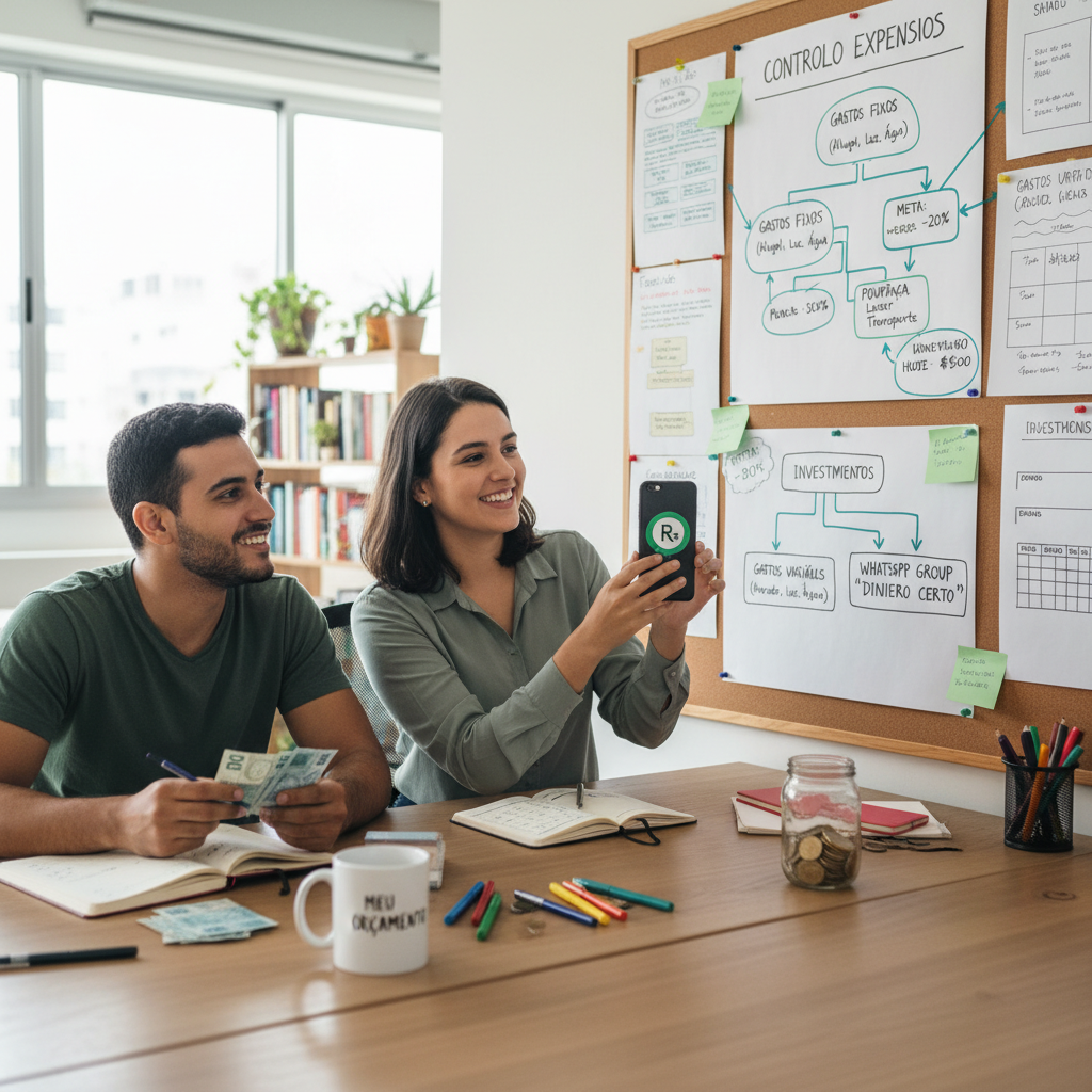 Gráfico mostrando a queda de uso de planilhas versus a eficiência de um app para gastos mensais
