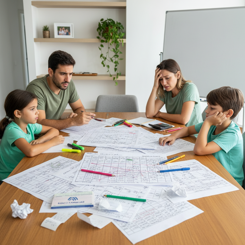 Pessoa frustrada tentando preencher uma planilha de controle de gastos no Excel