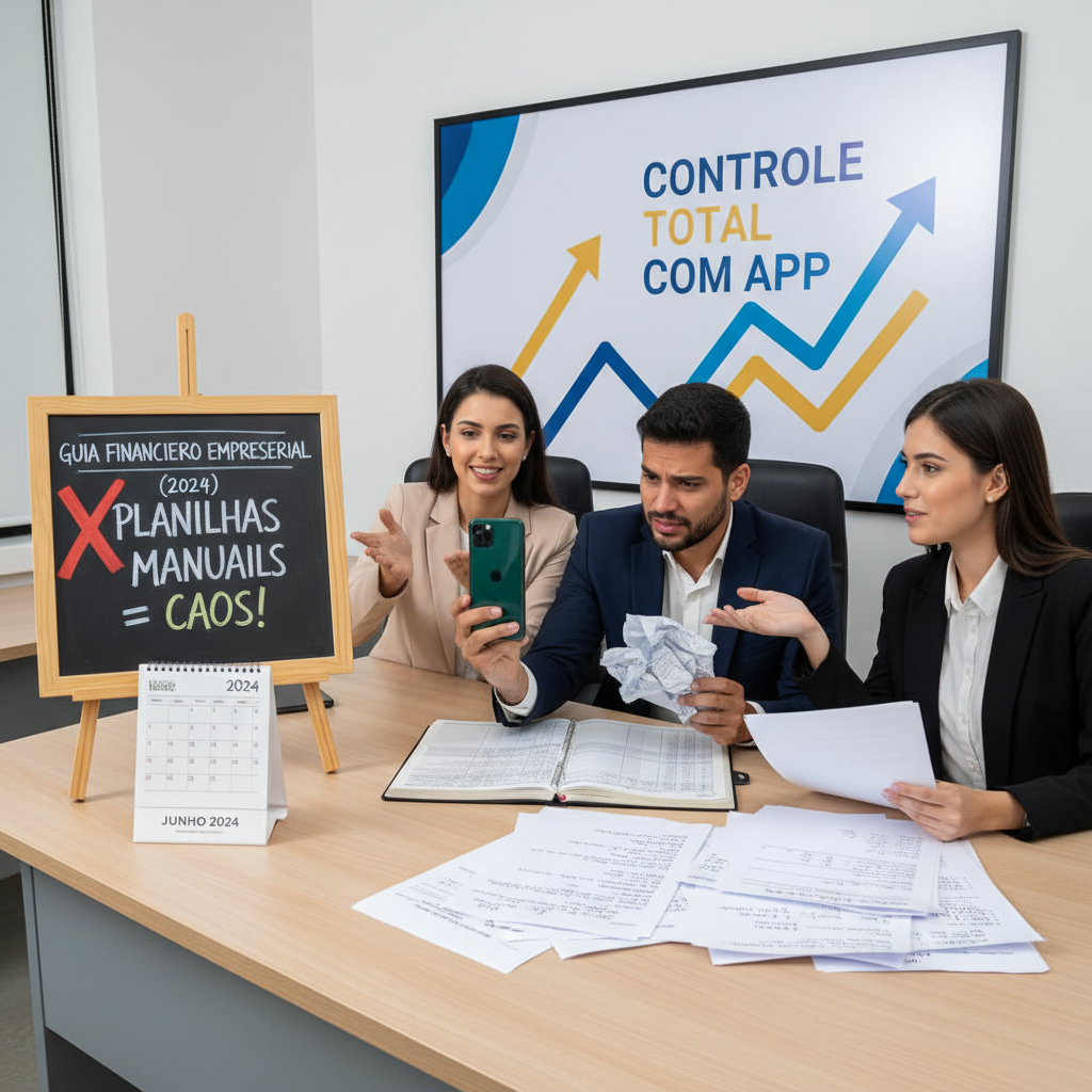 Gráficos de indicadores de saúde financeira em um app financeiro para empresa