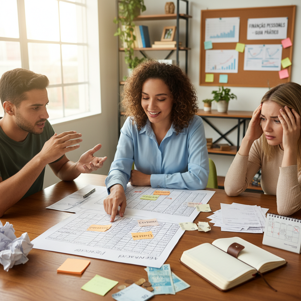 Como Fazer um Bom Planejamento Financeiro: E Como Organizar Suas Finanças Pessoa frustrada tentando preencher uma planilha financeira complexa no computador