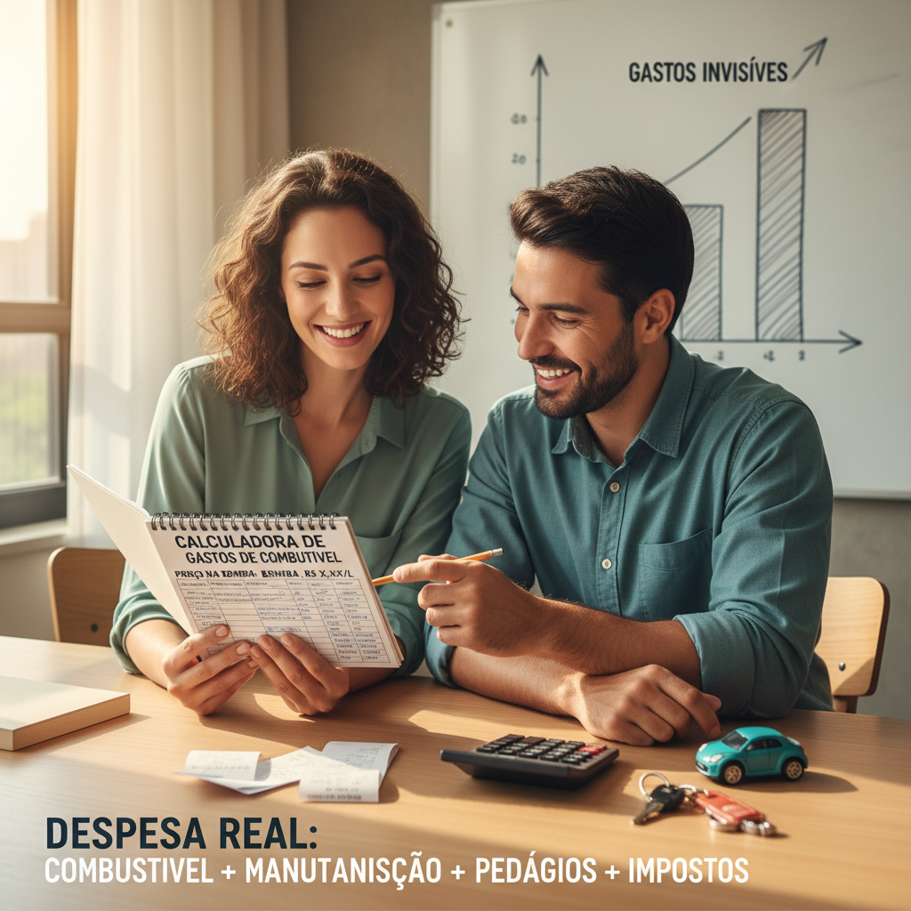 Gráfico mostrando a divisão entre custos de combustível, manutenção e depreciação veicular