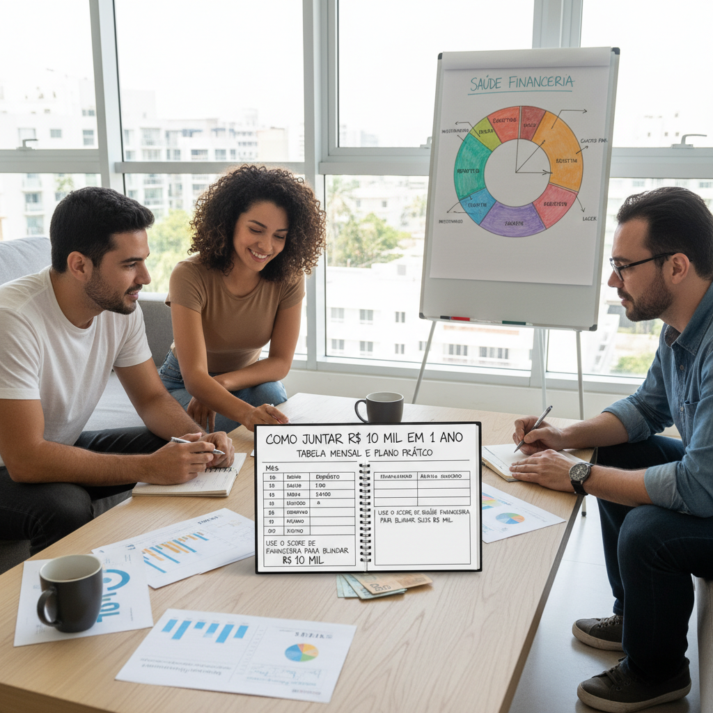 Dashboard do ZapGastos mostrando score de saúde financeira e progresso da meta