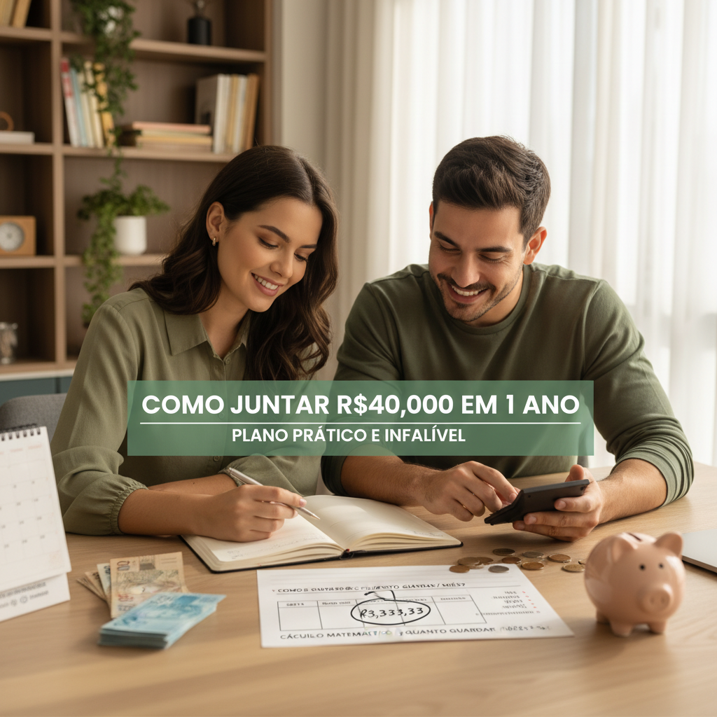 Cálculo matemático para como juntar 40 mil em 1 ano com planejamento mensal