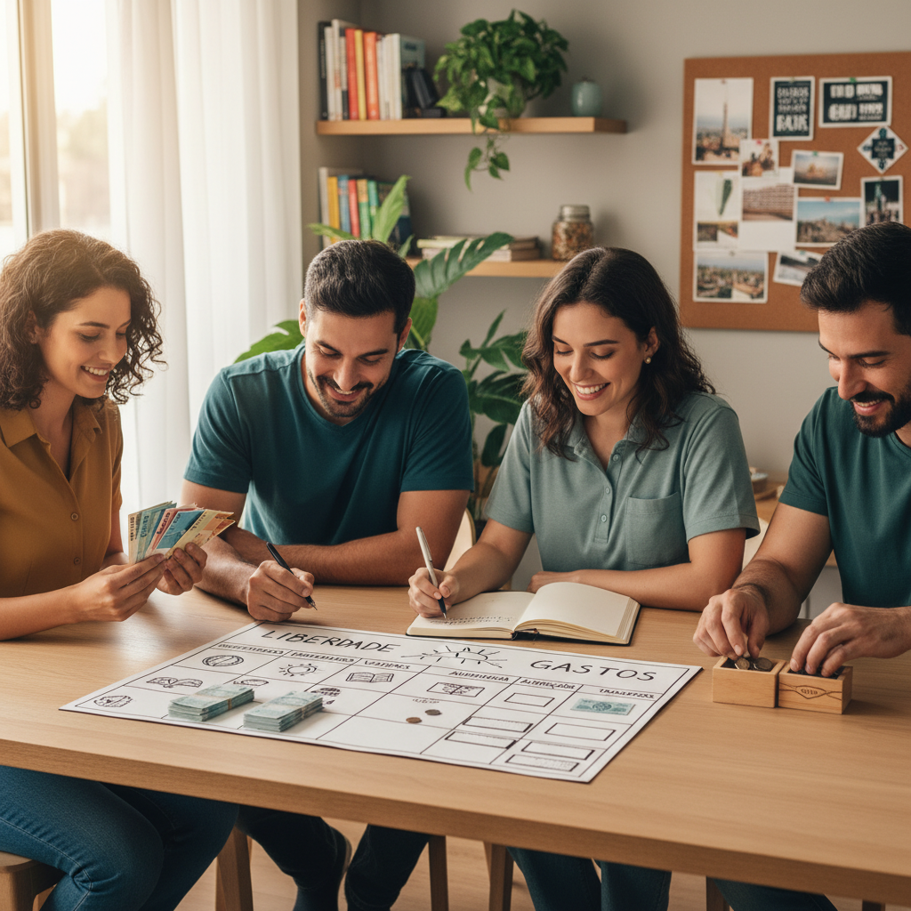 Gráfico de planejamento financeiro inverso para economizar gastar com consciência