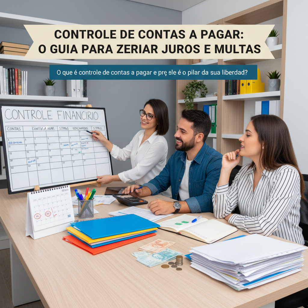 Homem organizando contas a pagar com tranquilidade utilizando o celular