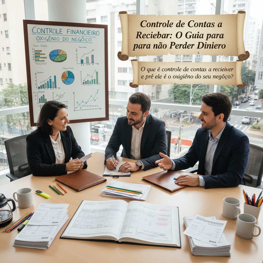 Empresário analisando dashboard de controle de contas a receber com gráficos financeiros