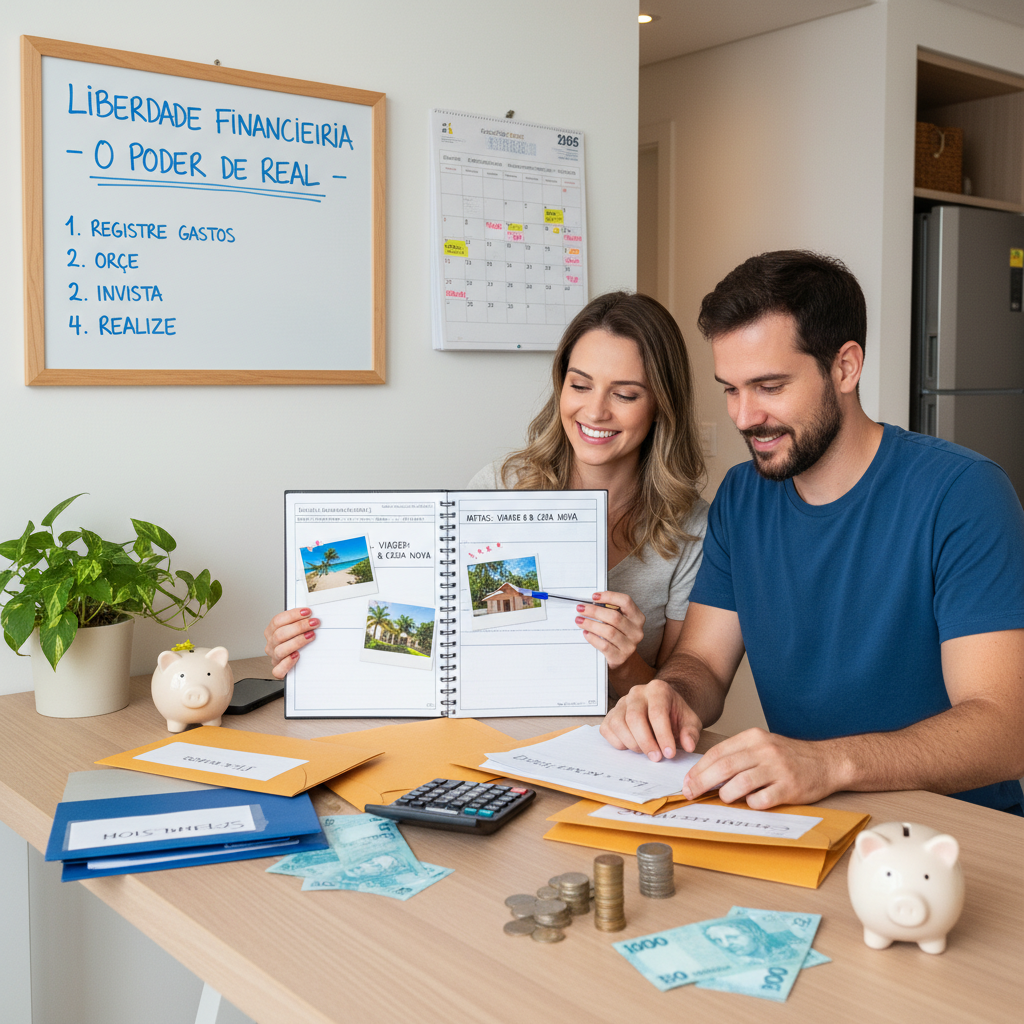 Homem analisando gestão de finanças pessoais no celular de forma tranquila
