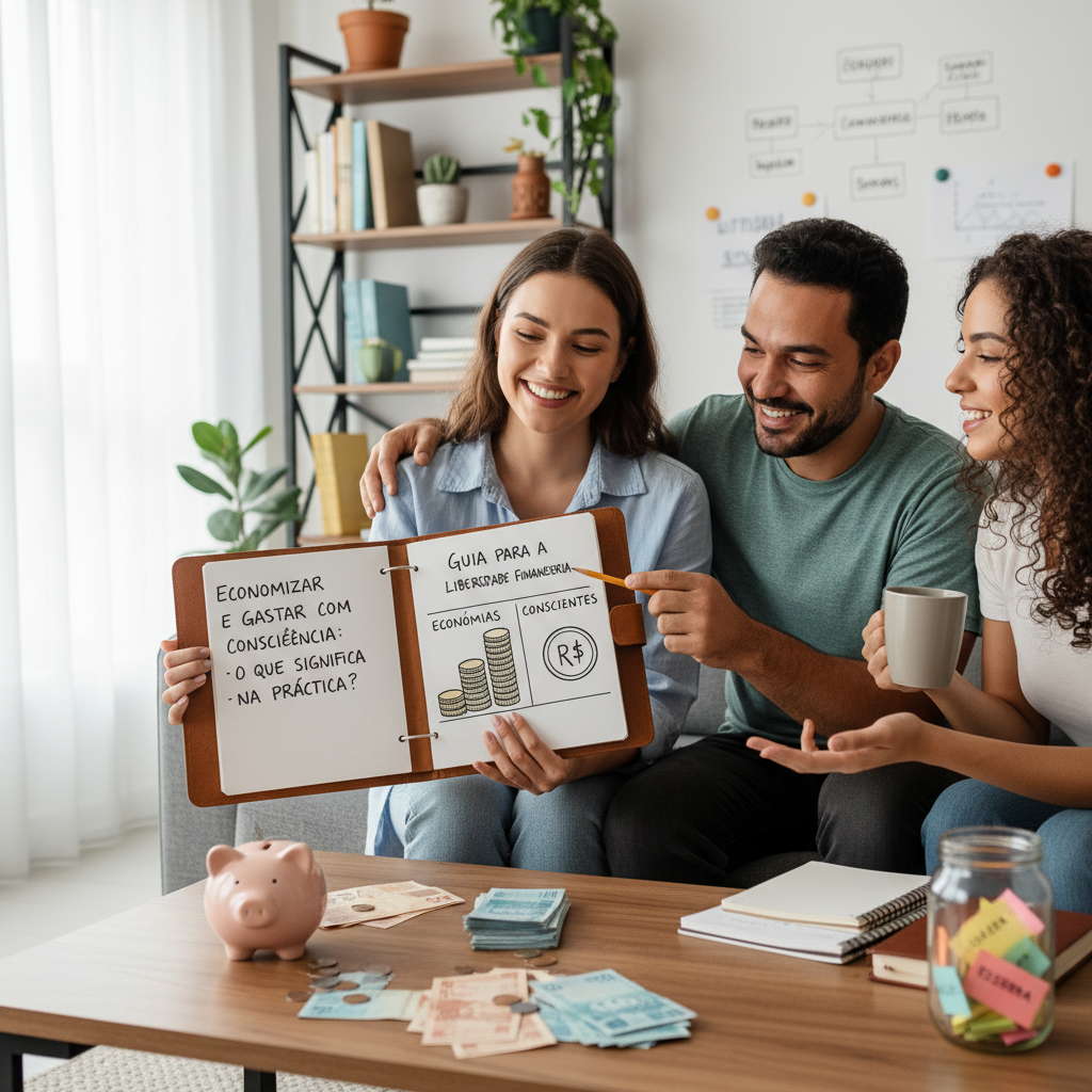 Pessoa analisando finanças no celular para economizar gastar com consciência