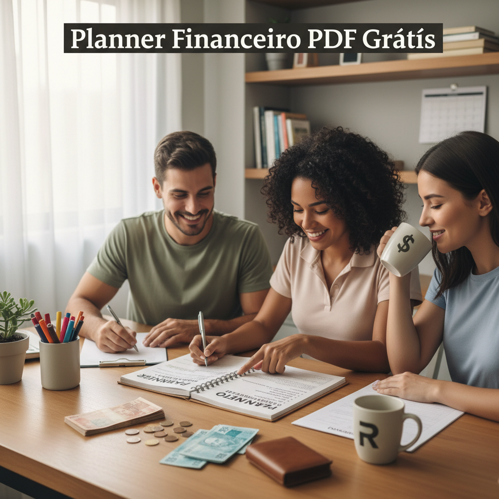Infográfico detalhando os elementos essenciais de um planner financeiro pdf grátis