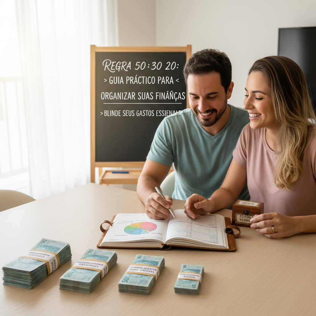 Pessoa organizando contas domésticas e contas fixas com foco no planejamento financeiro 50 30 20 das necessidades básicas