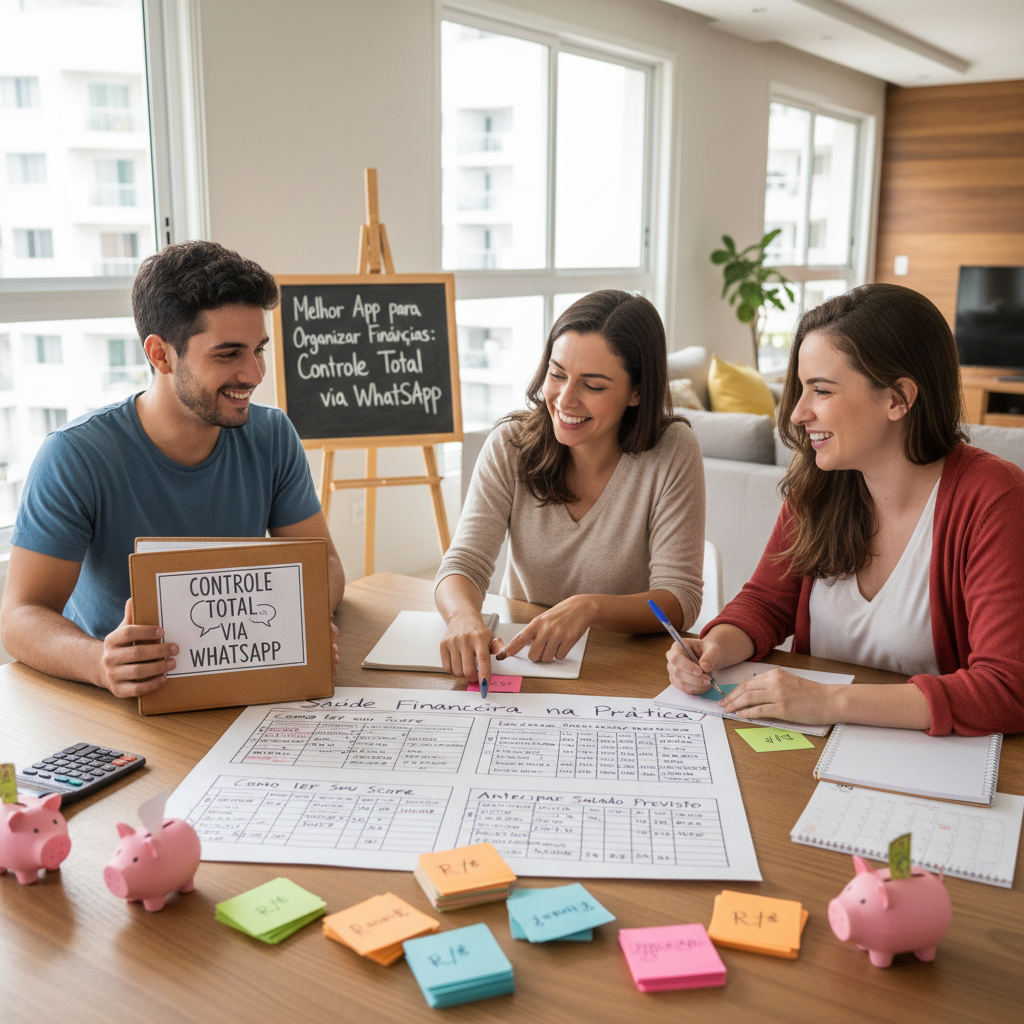 Dashboard de saúde financeira e previsão de saldo em app para organizar finanças