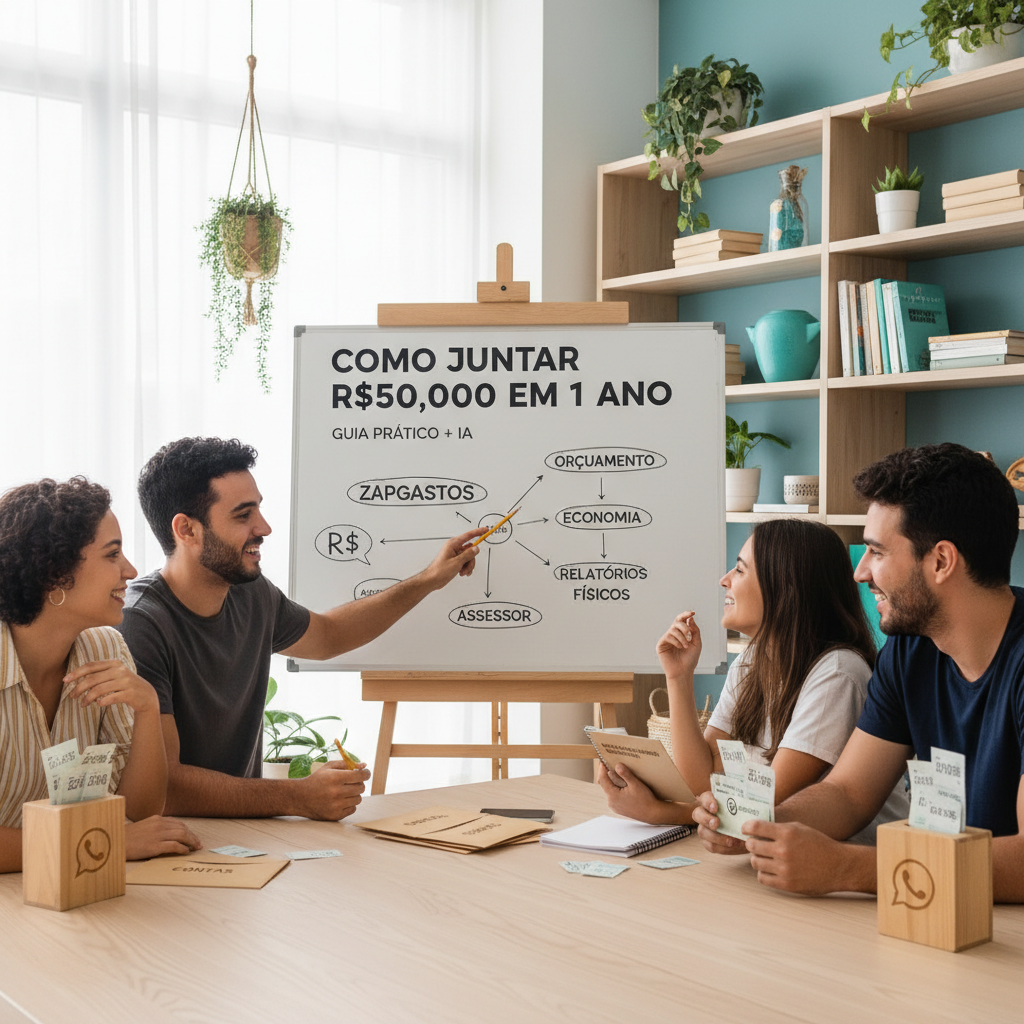 Interface do ZapGastos no WhatsApp mostrando registro rápido de despesas