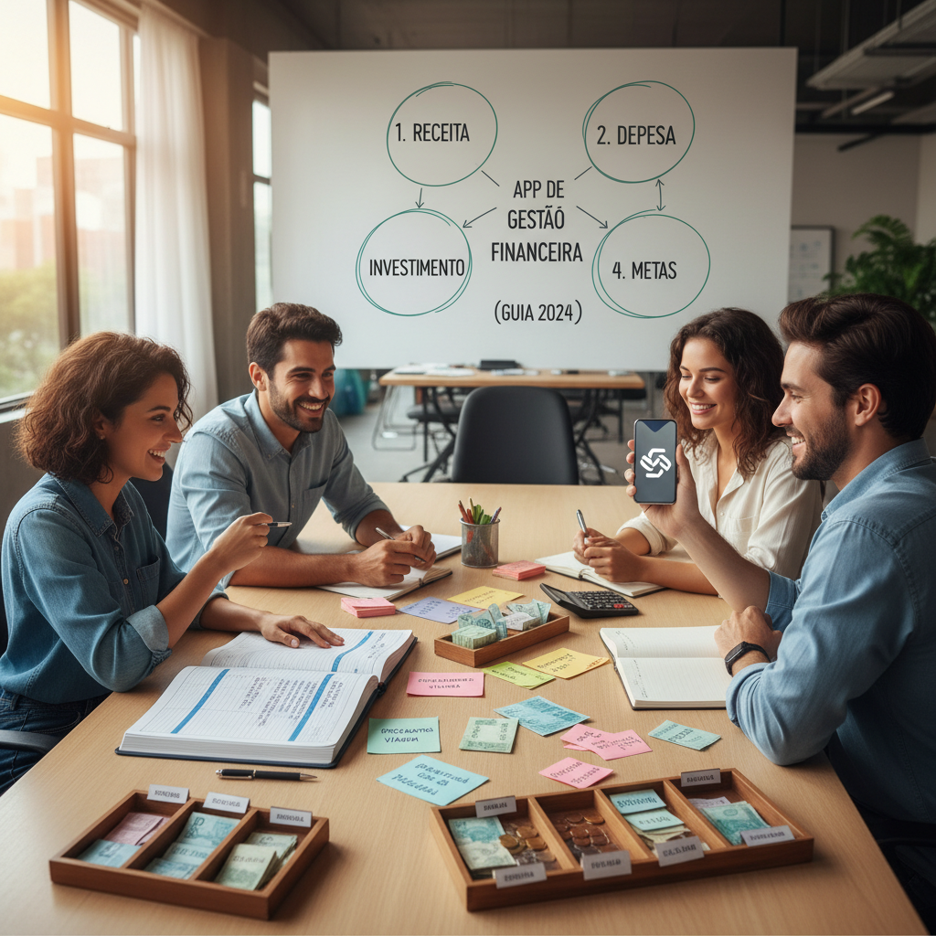 Aplicativo Controle Financeiro Pessoal: 4 Pilares Inegociáveis de um Aplicativo de Gestão Eficiente Ícones representando os pilares de um aplicativo controle financeiro pessoal moderno