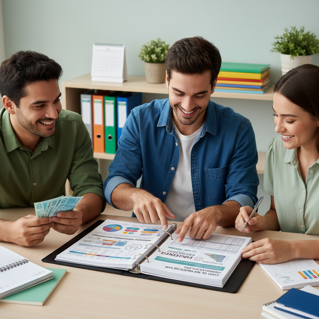 Homem frustrado tentando preencher um organizador financeiro gratuito manual em planilha