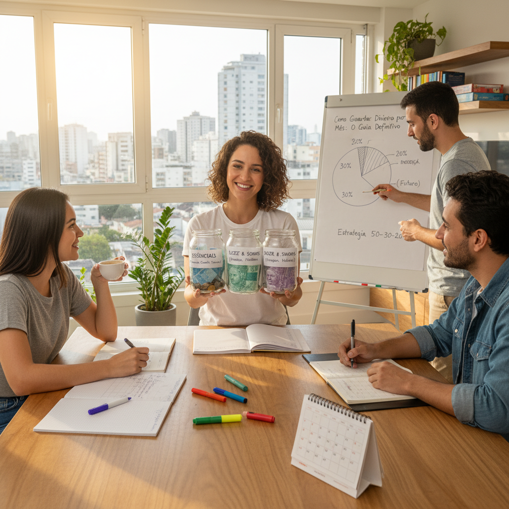 Como Guardar Dinheiro por Mês: Organize e Multiplique Seu Dinheiro Gráfico da regra 50-30-20 para facilitar o controle de gastos mensal