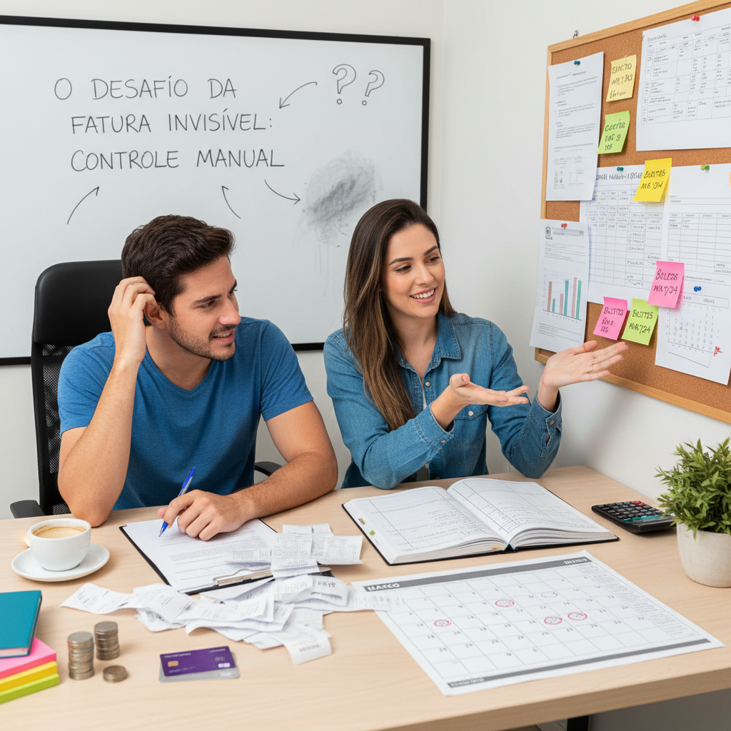 Pessoa preocupada olhando a fatura do cartão de crédito Nubank no celular