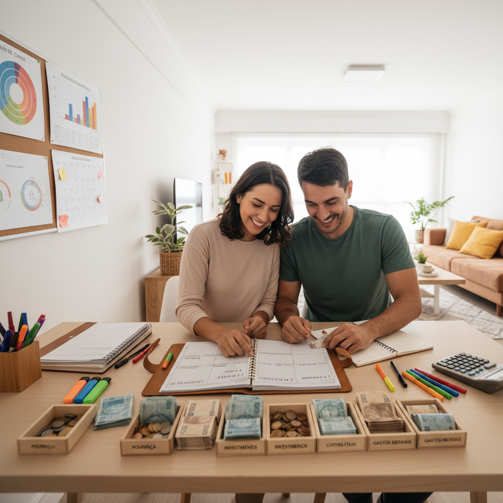 Como Organizar Finanças: A Regra dos 3 Números que te Leva do Caos ao Lucro Pessoa analisando finanças no celular