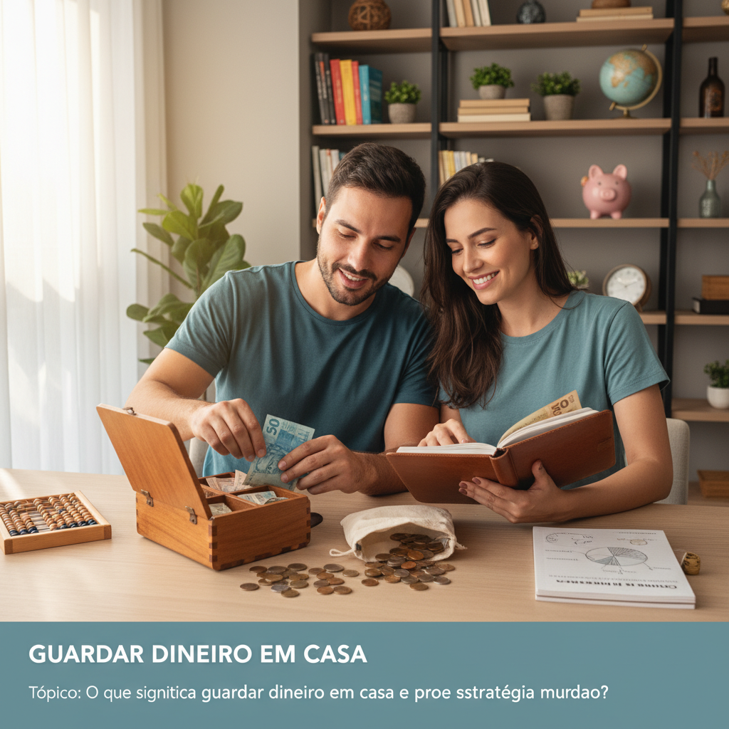 Guardar Dinheiro em Casa: Transforme Seus Hábitos Financeiros Pessoa organizando finanças domésticas e o conceito de guardar dinheiro em casa