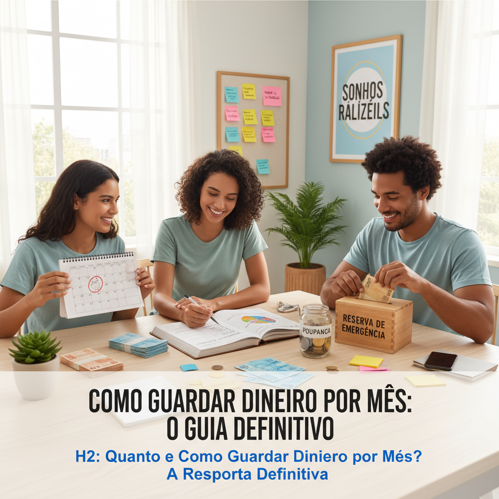 Como Guardar Dinheiro por Mês: Organize e Multiplique Seu Dinheiro Pessoa organizando finanças para guardar dinheiro por mês com foco e disciplina