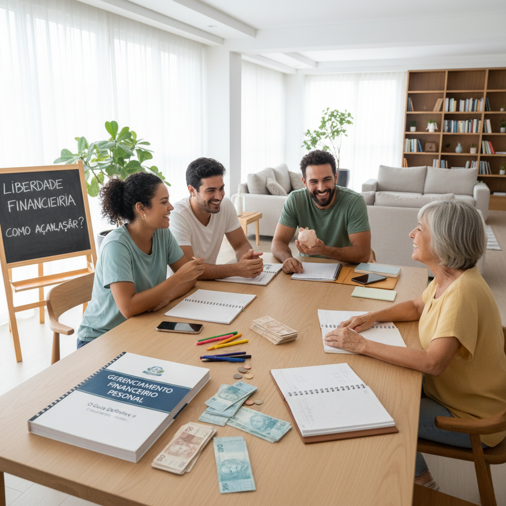 Homem analisando gerenciamento financeiro pessoal no celular com tranquilidade