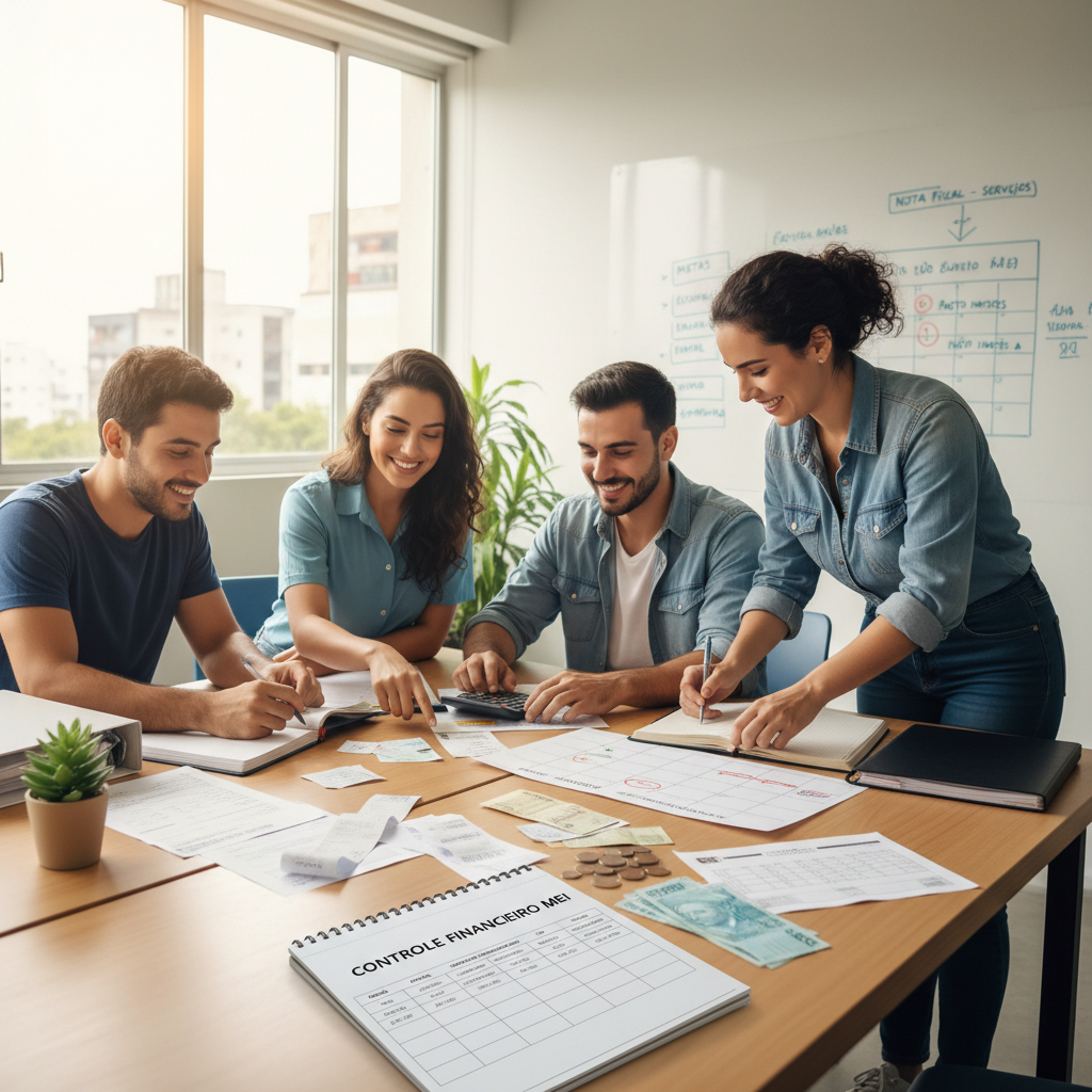 Controle Financeiro MEI: Os 5 Indicadores Que Todo MEI Precisa Monitorar Para Não Quebrar Homem de negócios analisando o controle financeiro MEI no celular