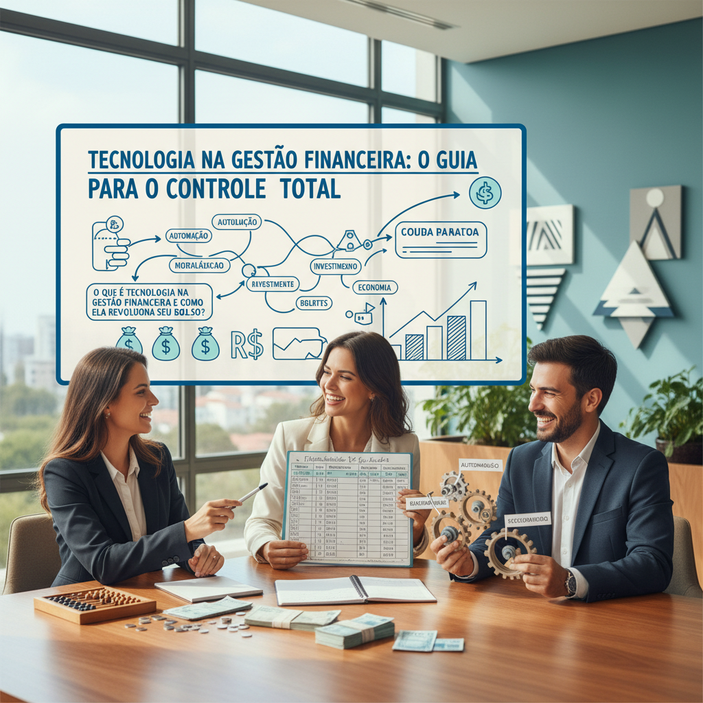 Homem usando tecnologia gestão financeira no celular para controlar despesas