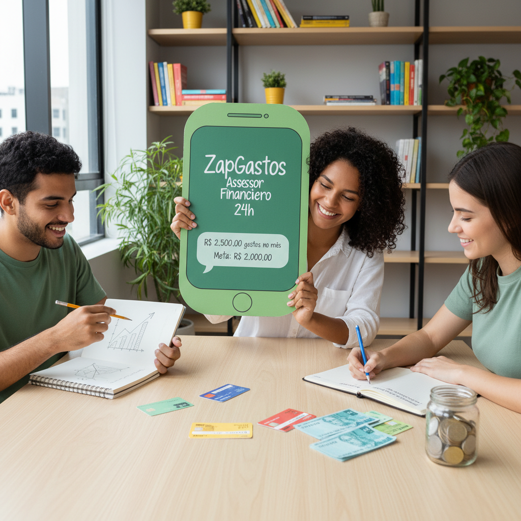 App Planejamento Financeiro: O Guia Para Não Cair nos 46% de Brasileiros que Terminam o Mês no Vermelho ZapGastos funcionando no WhatsApp como assessor financeiro inteligente