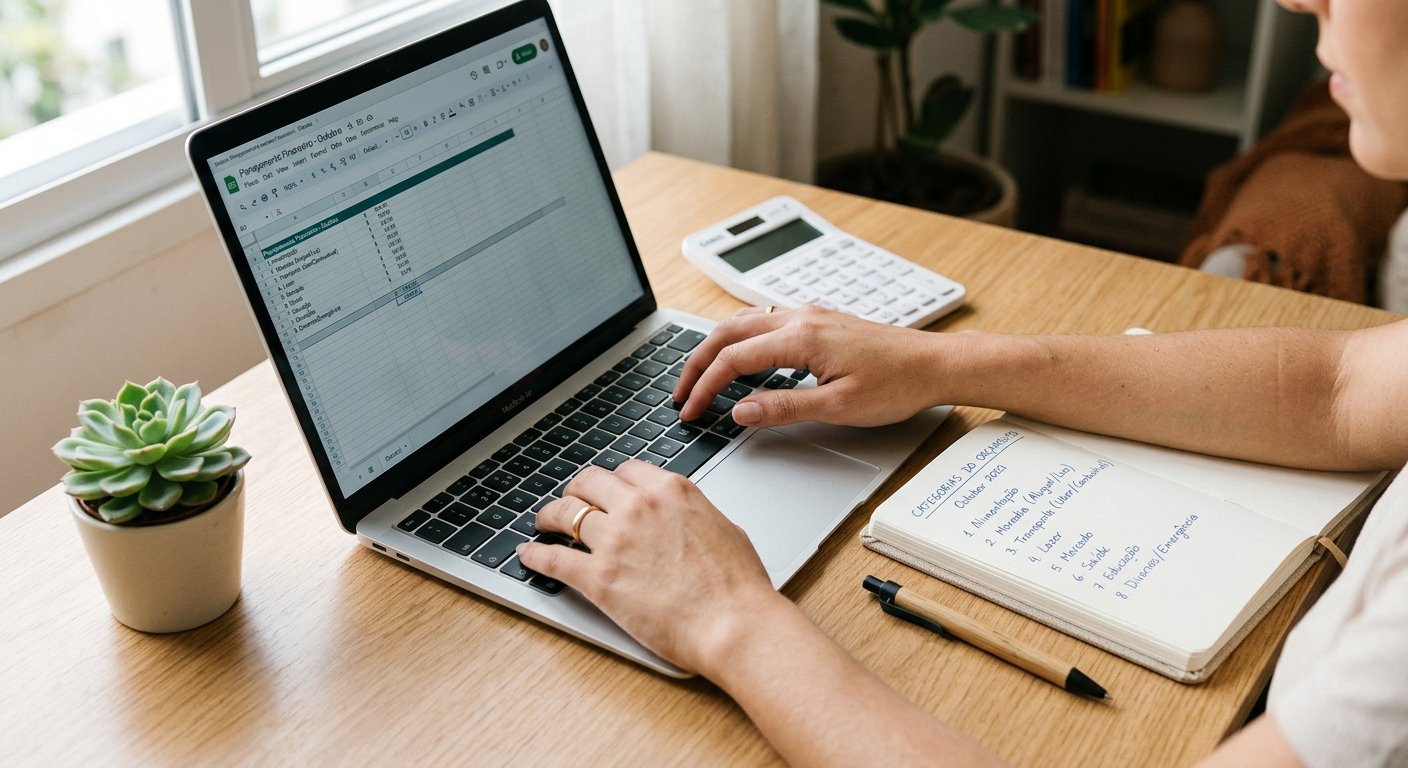 Planilha de gastos simples substituída por automação financeira