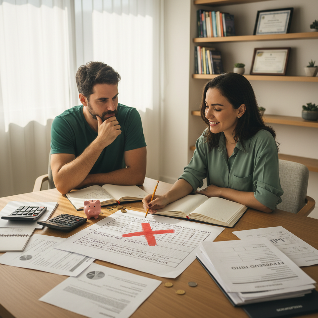 Como Investir no Tesouro Direto: Guia Completo para Sair da Poupança e Fazer o Dinheiro Trabalhar por Você Pessoa frustrada tentando preencher planilha financeira complexa em contraste com a facilidade do WhatsApp